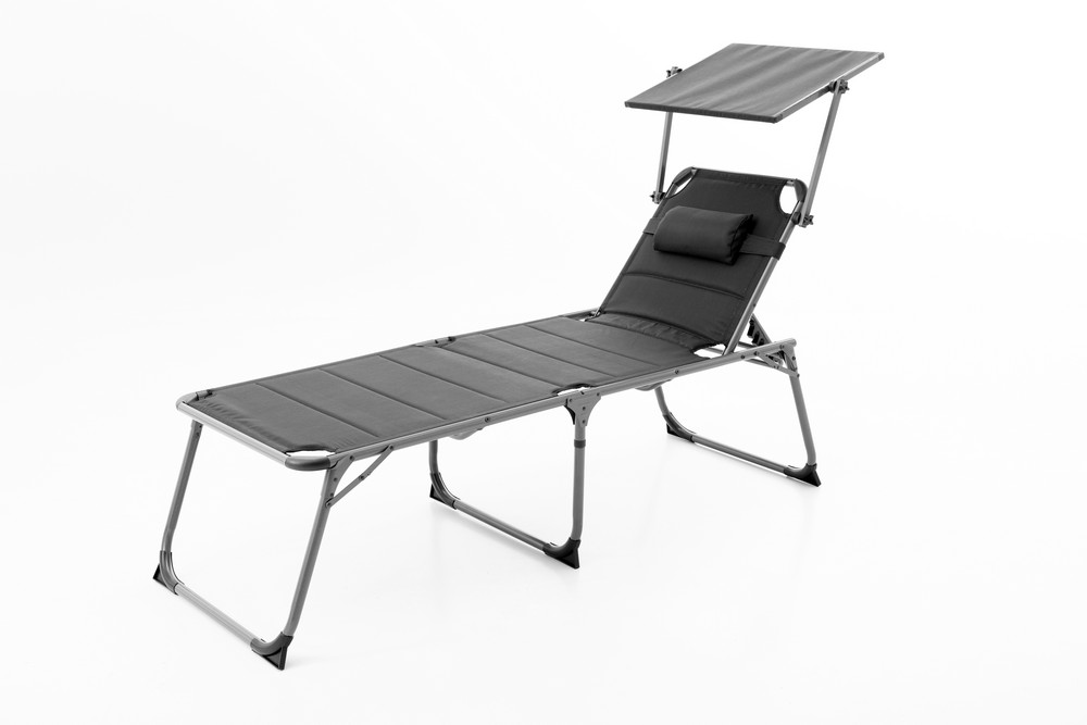 Solax Sunshine XXL-Komfort-Sonnenliege inkl. Kissen gepolstert aus Aluminium - Schwarz