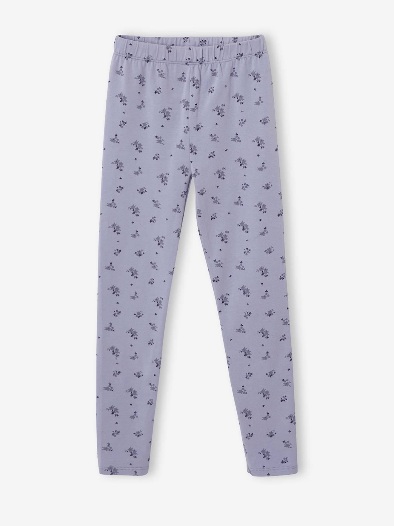Ensemble fille blouse en gaze de coton brodée et legging imprimé fleurs ivoire