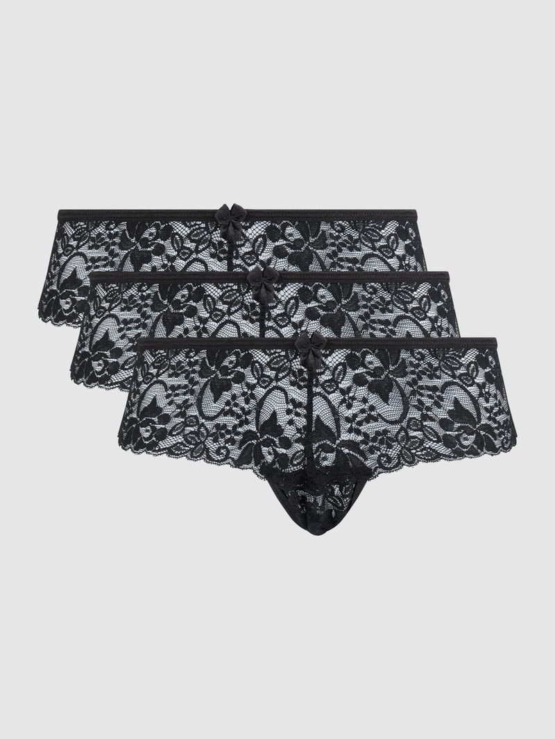 String aus Spitze im 3er-Pack in schwarz