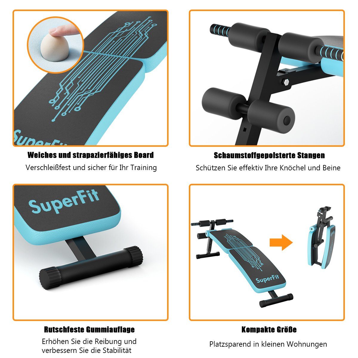 COSTWAY Hantelbank Trainingsbank, klappbar, 4 verstellbar-Stufe
