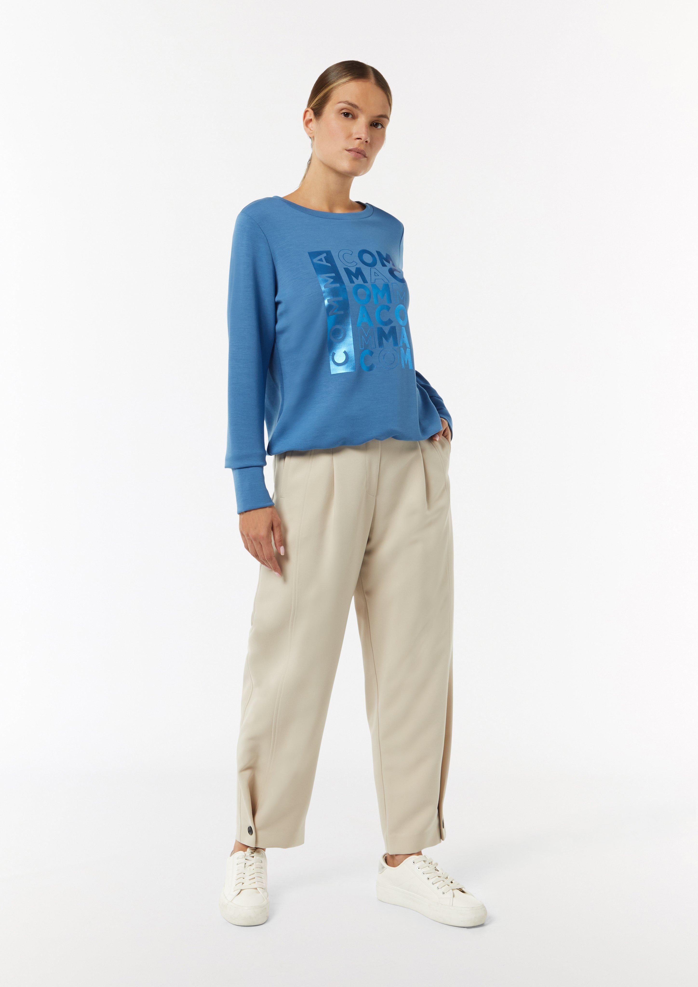 Sweatshirt mit Tunnelzug im Saum - blau