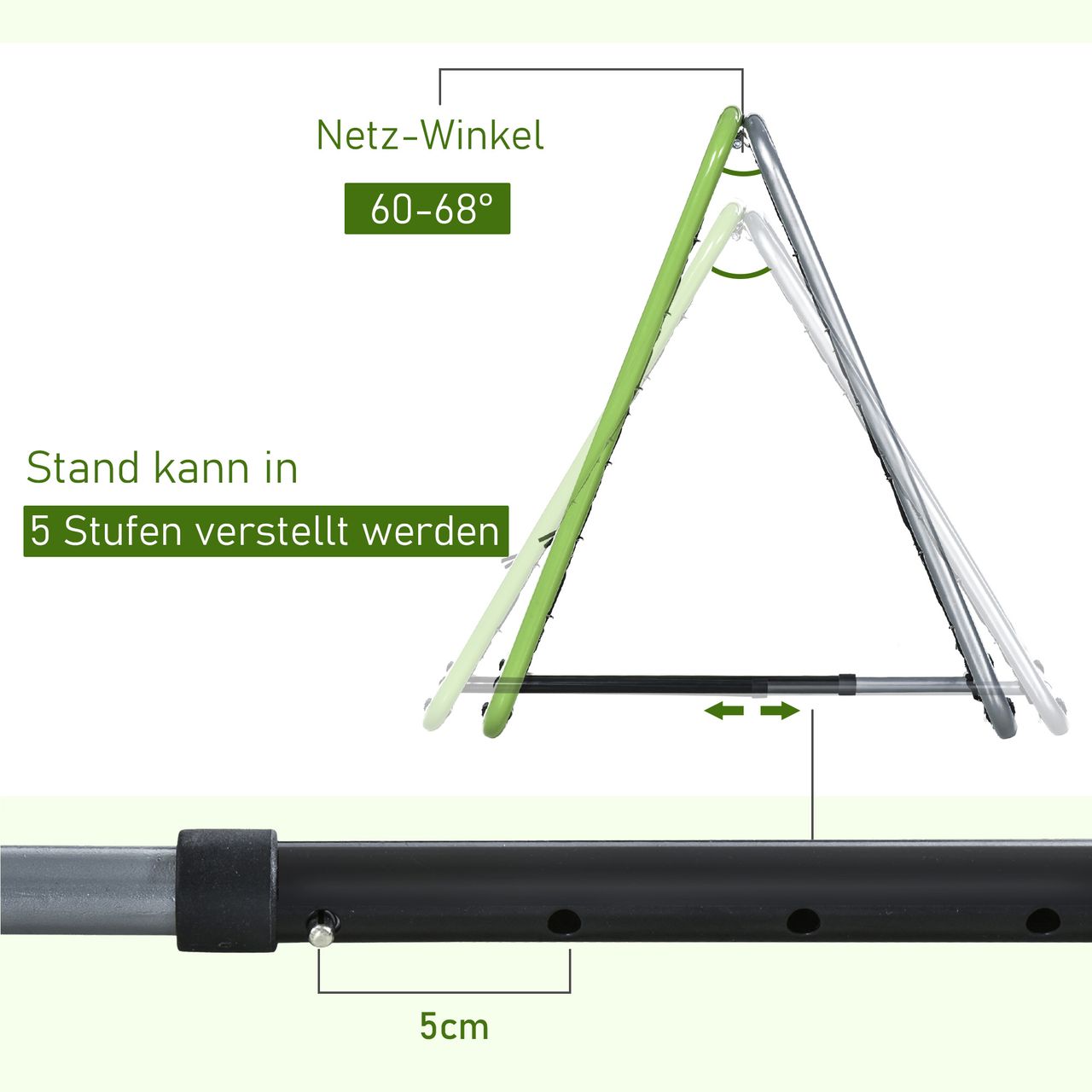 HOMCOM Baseball Rebounder Kickback Tor Rückprallwand Netz Grün 75 x 75 x 64 cm