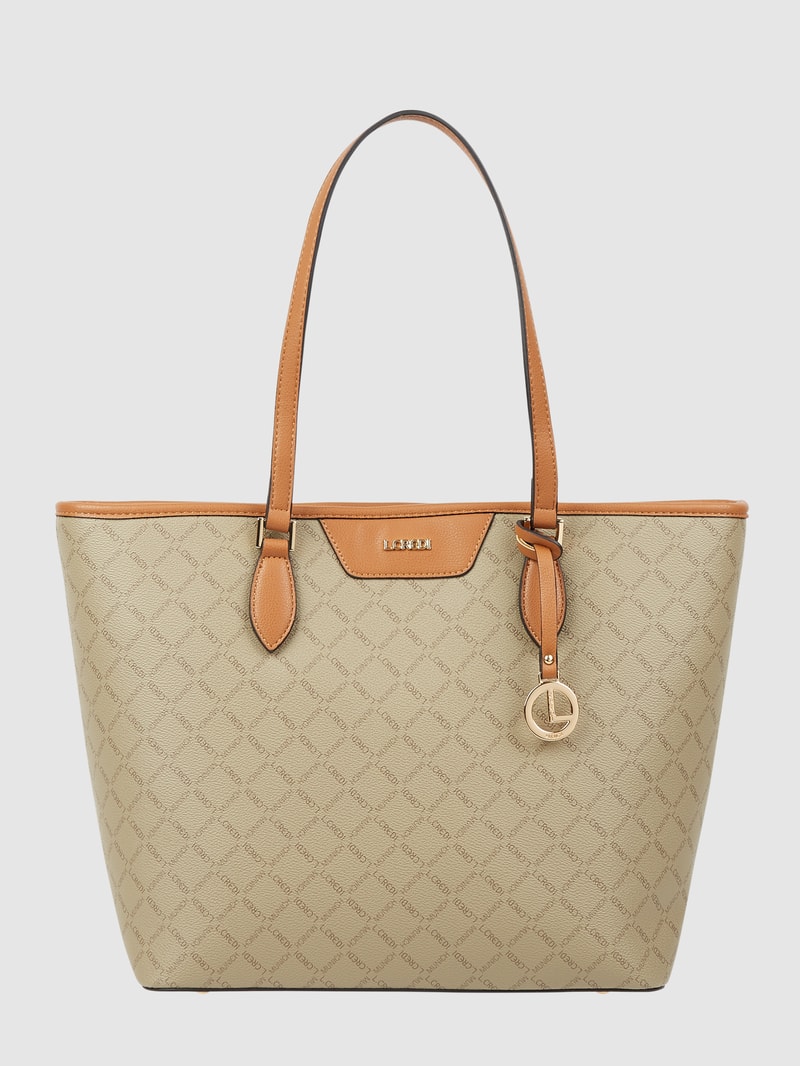 Shopper mit Logo-Muster in taupe