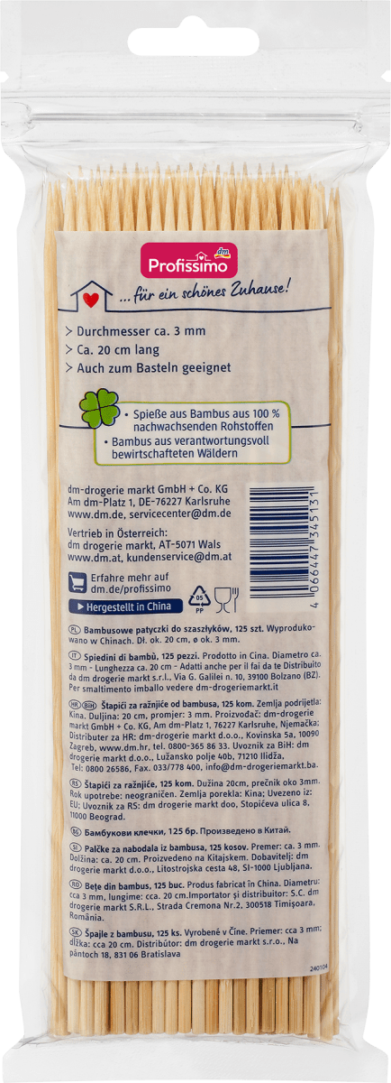 Profissimo Spieße aus Bambus, 125 St