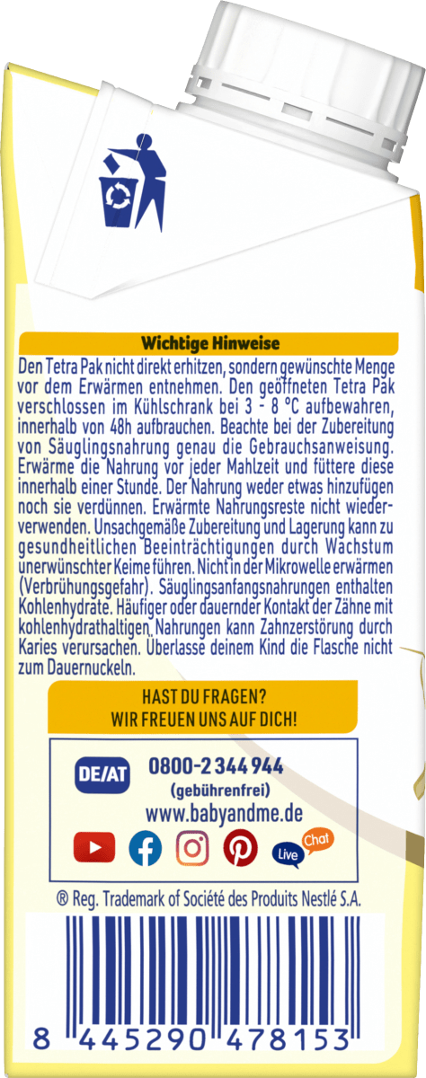 Anfangsmilch Pre trinkfertig von Geburt an, 200 ml