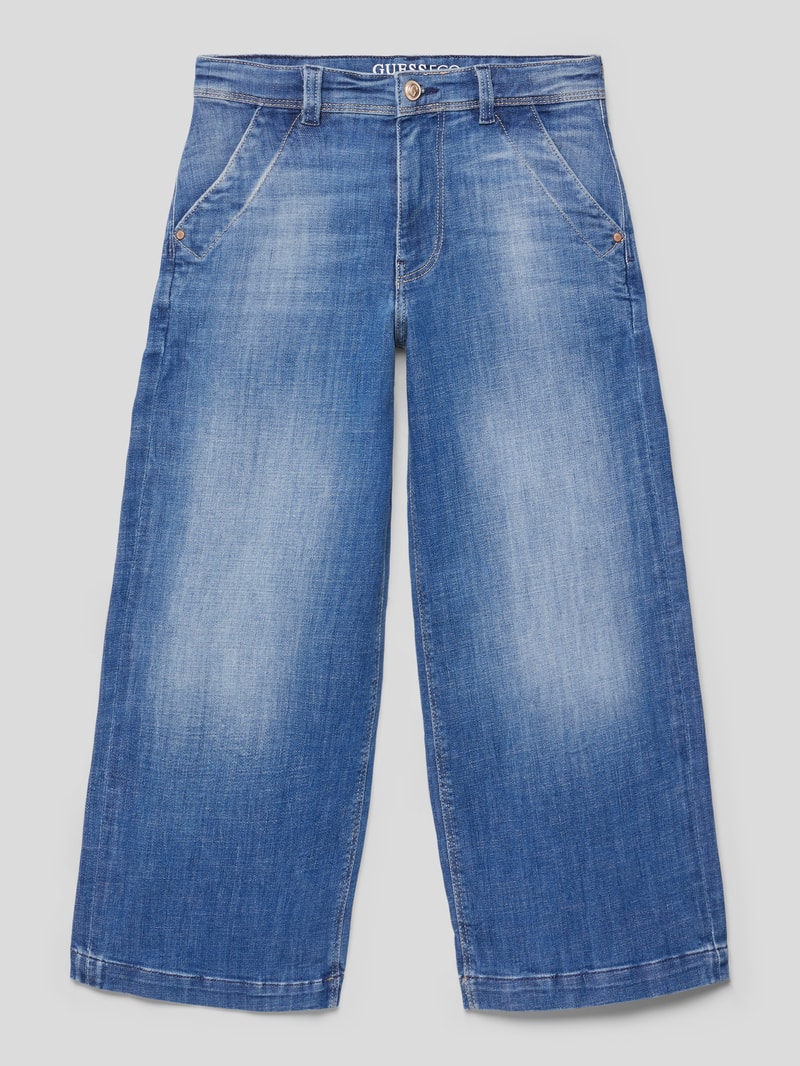 Jeans-Culotte in Denim-Optik mit Label-Details in blau