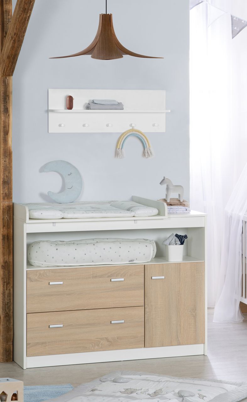 Roba SET „Gabriella“, inkl. Bett 70 x 140 cm, Wickelkommode breit mit Aufsatz & Schrank 3-türig