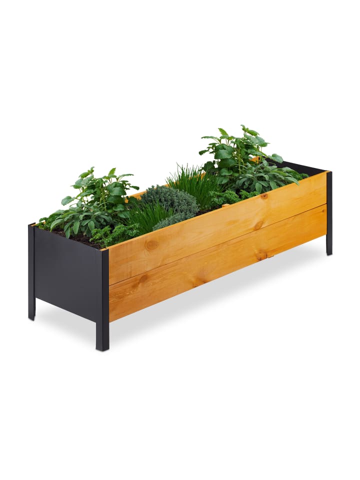 relaxdays Hochbeet in Natur - (B)118 x (H)32,5 x (T)35 cm günstig kaufen onesize