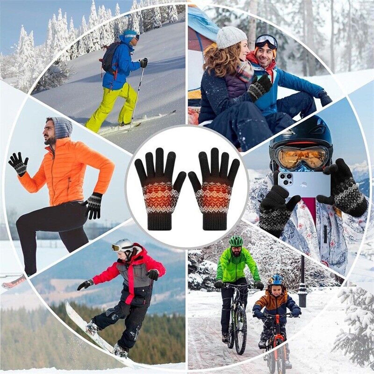 Yoyaxi Winter-Arbeitshandschuhe Gestrickte Handschuhe. Warme Fingerhandschuhe USB-beheizte Handschuhe für Männer und Frauen mit Touchscreen