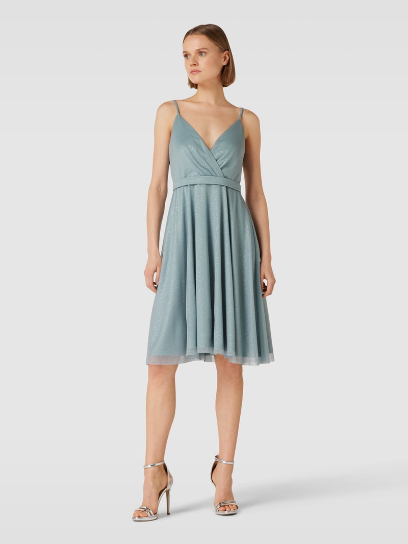 Cocktailkleid mit Effektgarn in schilf