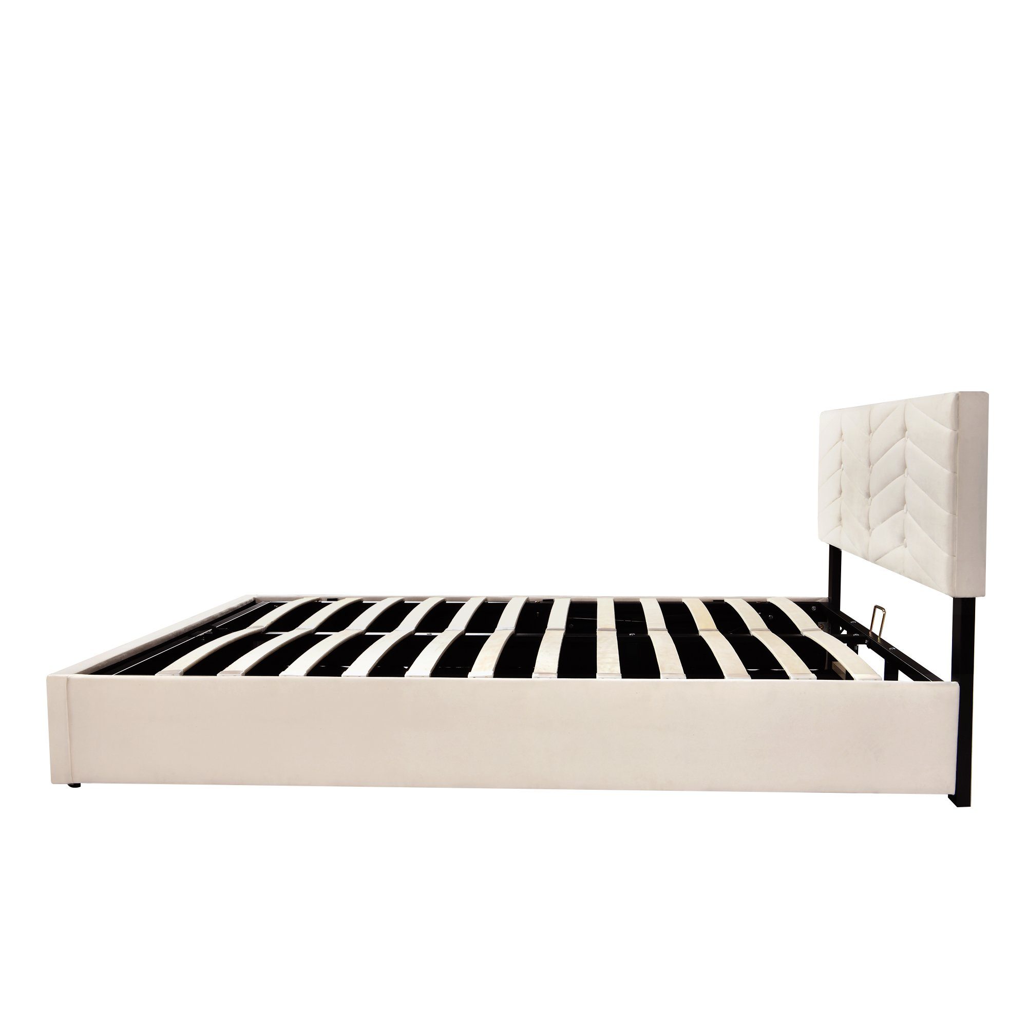 OKWISH Polsterbett Doppelbett Stauraumbett (140 x 200,Weiß mit Lattenrost ohne Matratze), Continentalbett,höhenverstellbares Kopfteil Allgemeine Daten