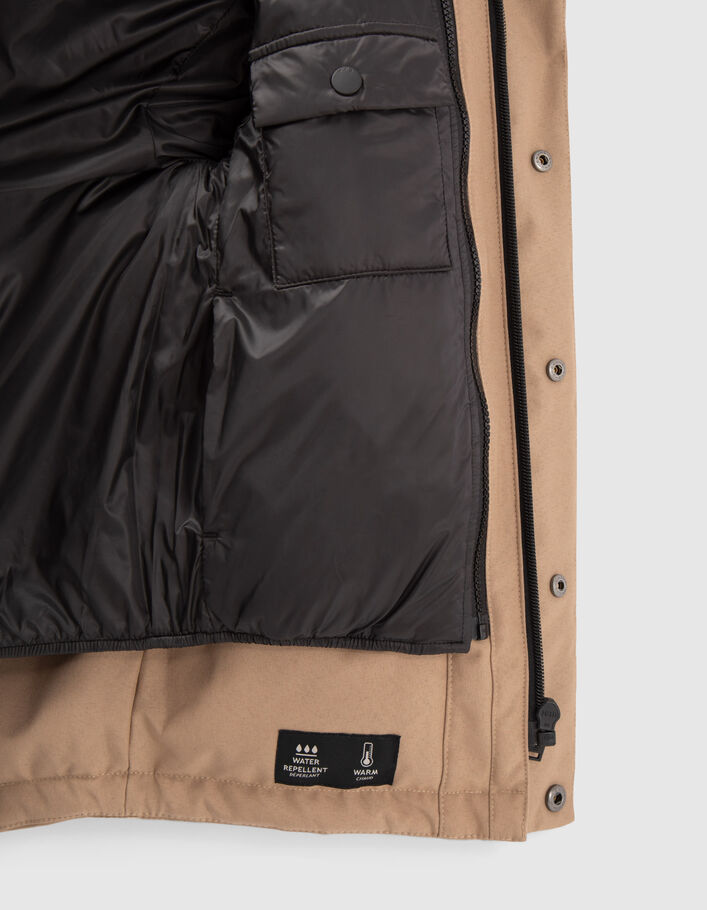 Parka 2-en-1 moka et blouson noir garçon