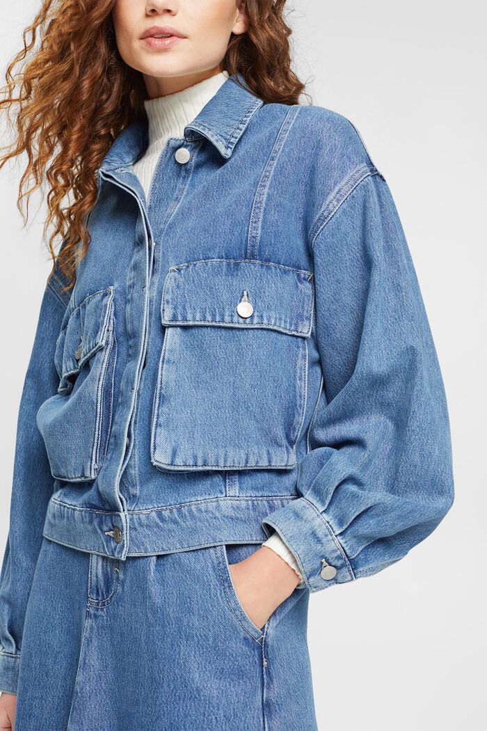 Jeansjacke mit Puffärmeln