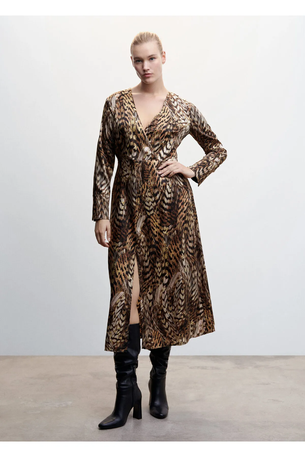 MANGO  Braunes Damenkleid 37047764