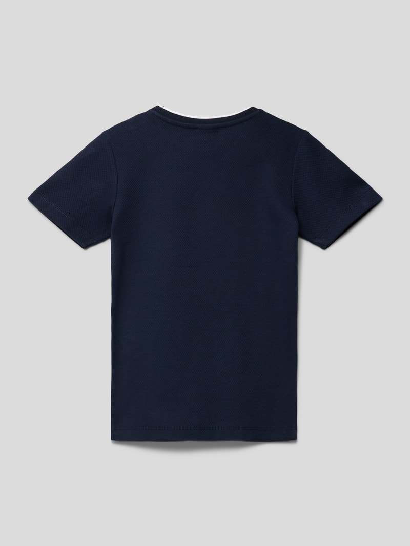 T-Shirt aus Baumwolle mit Strukturmuster in marineblau