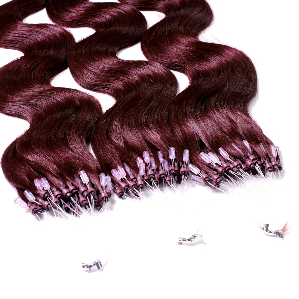 hair2heart Extensions à froid cheveux naturels #99j Bourgogne 1g extensions