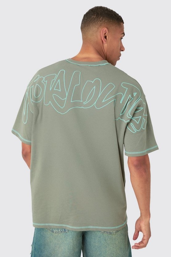 Oversize T-Shirt mit Kontrast-Naht und Applikation