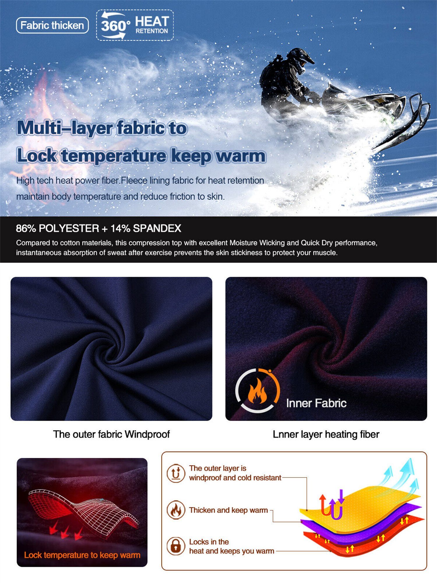 MEETYOO Thermounterhemd Herren Thermo Unterwäsche Set Skiunterwäsche (Funktionsunterwäsche Sportunterwäsche, Lang Thermohemd & Thermohose) Atmungsaktiv Thermisch