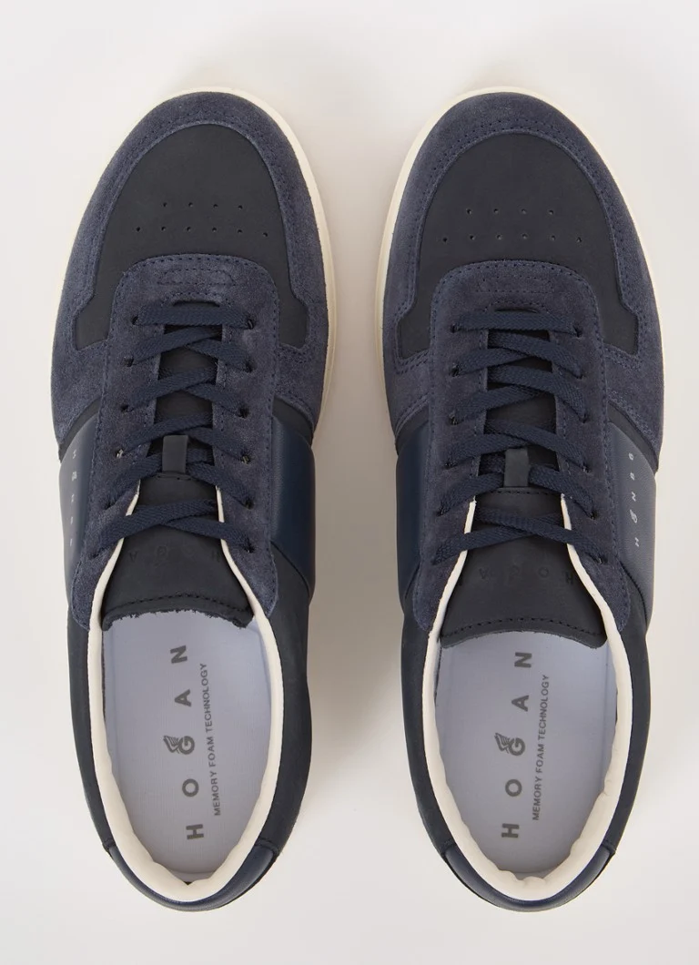 Skórzane, sznurowane buty sportowe Hogan z detalami ze zamszu