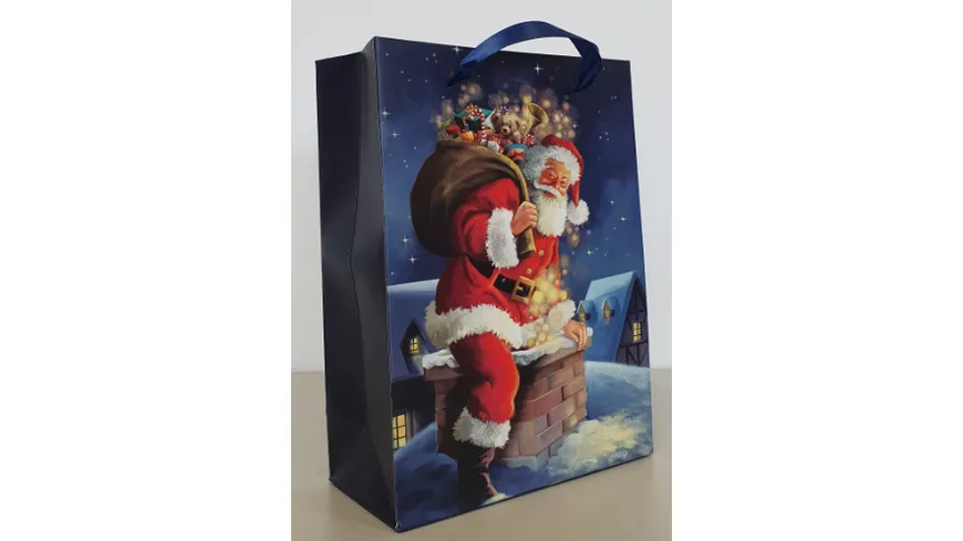 Geschenktüte Santa mit Geschenken mittel 23x18x10cm