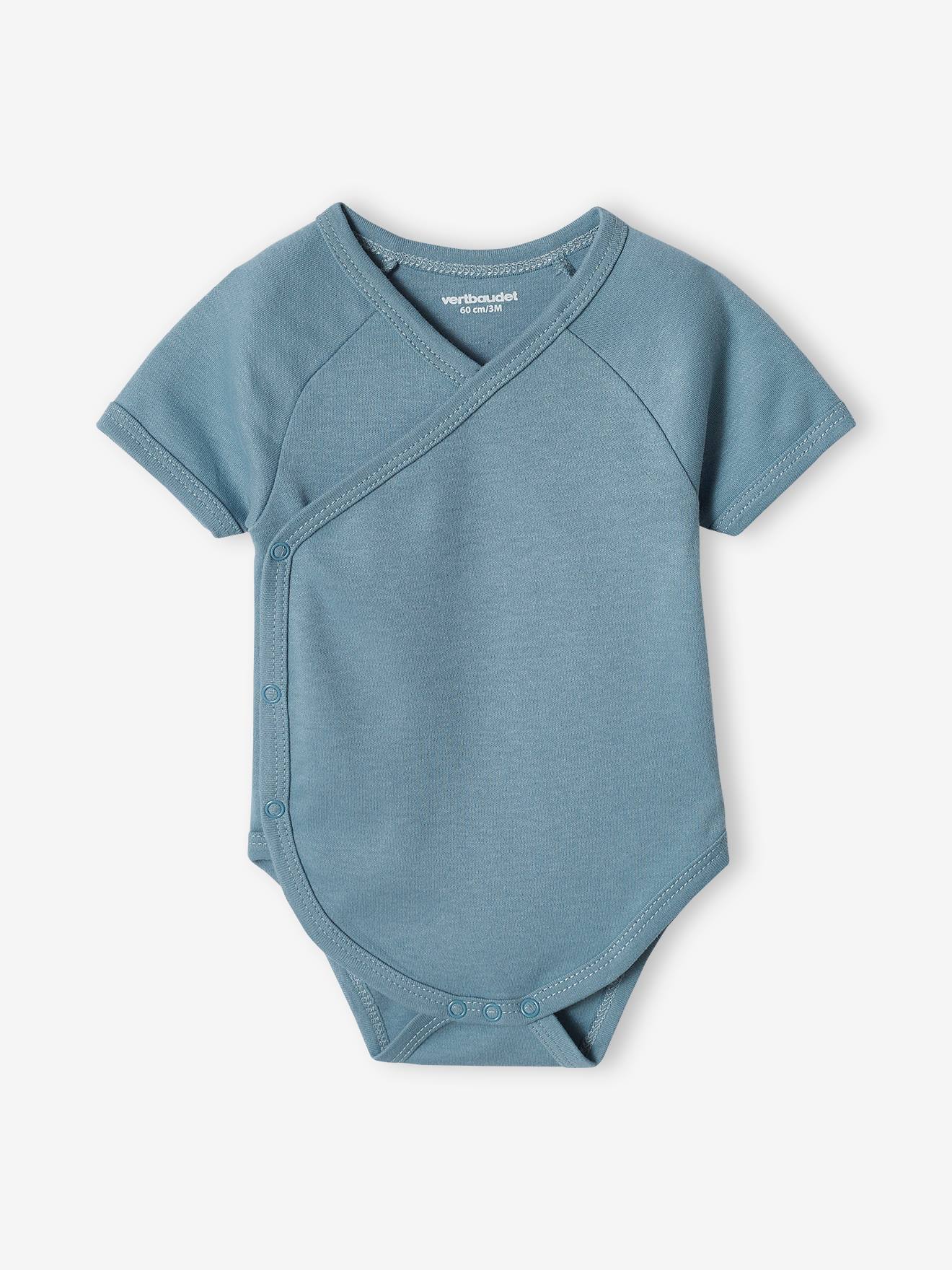 Lot de 5 bodies naissance bébé ouverture devant bleu ciel