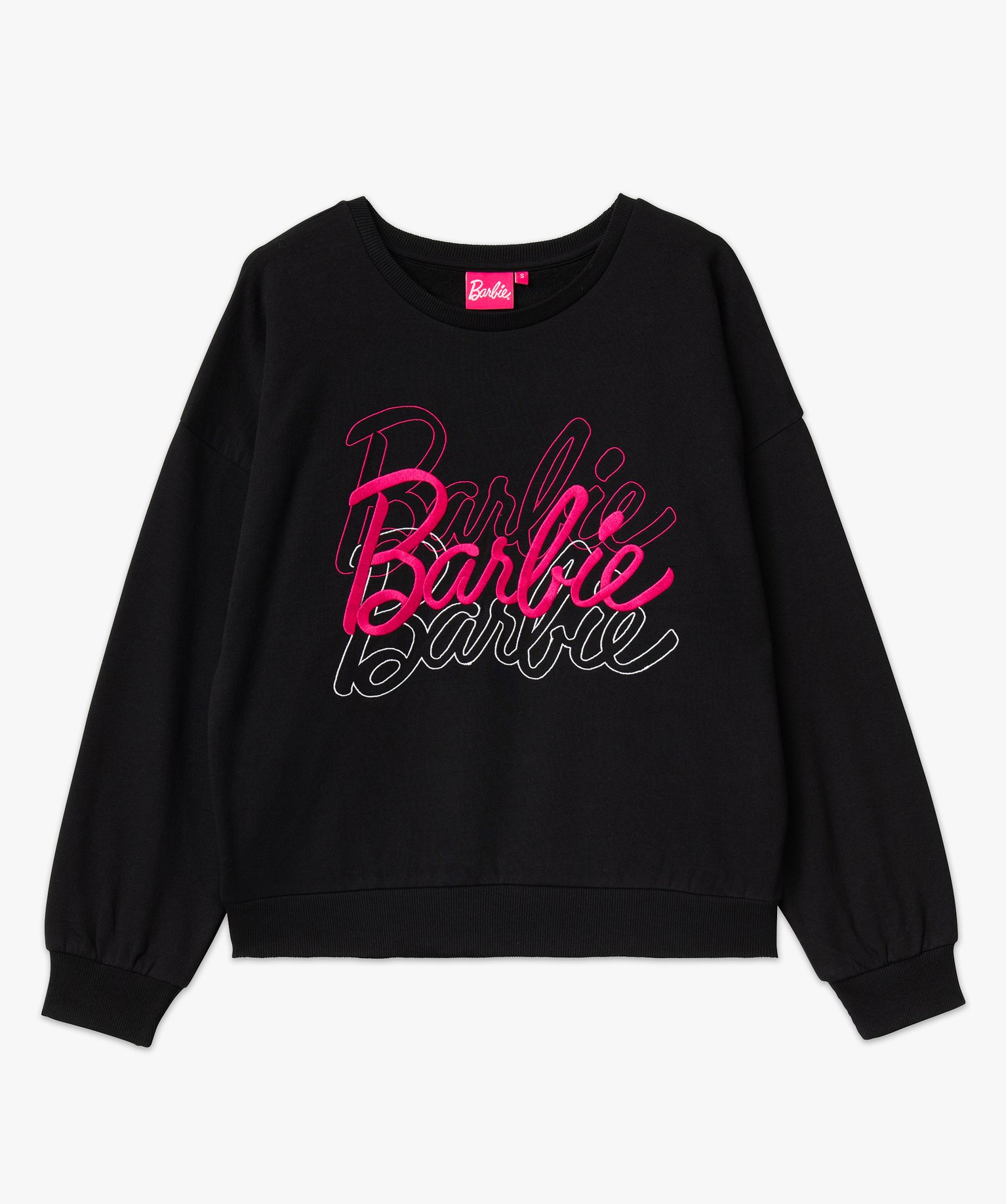Sweat ample avec inscriptions brodées femme - Barbie noir | GEMO