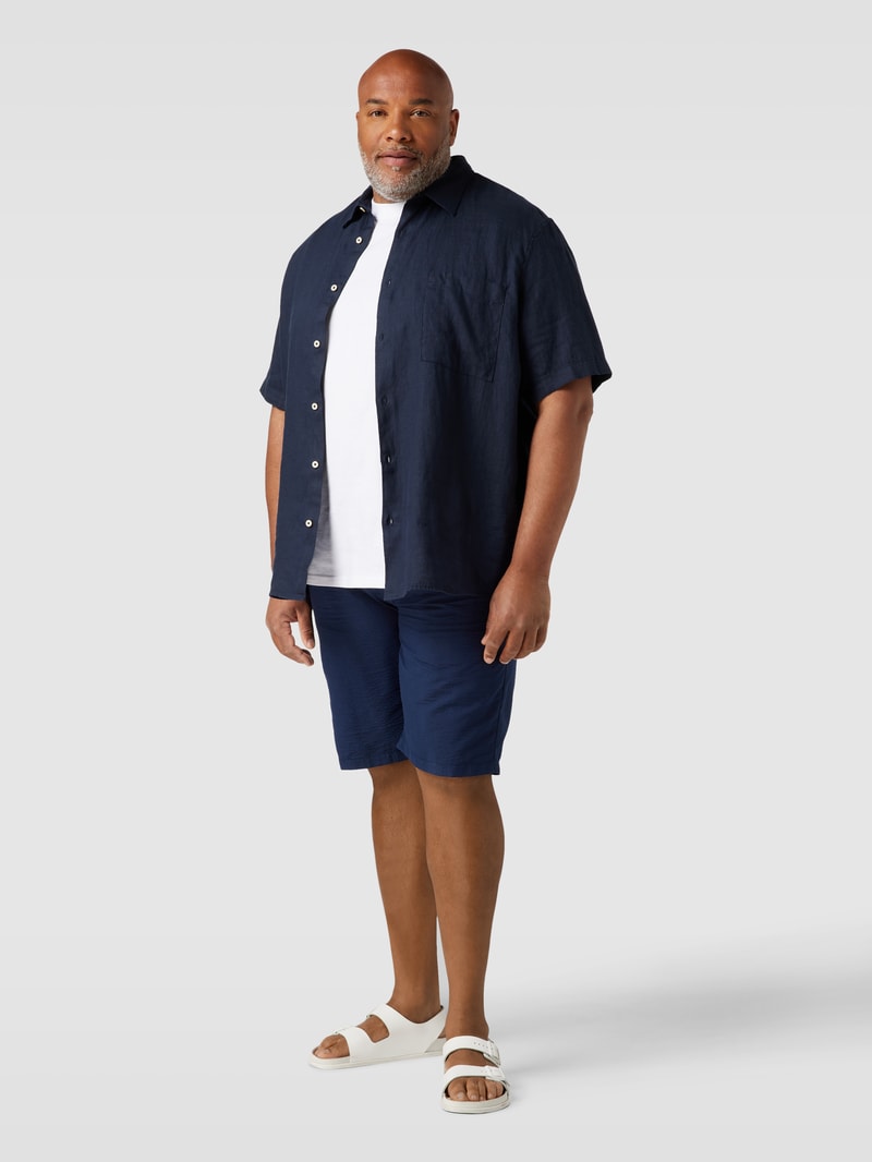 PLUS SIZE Shorts mit Strukturmuster Modell 'JEFF' in marineblau
