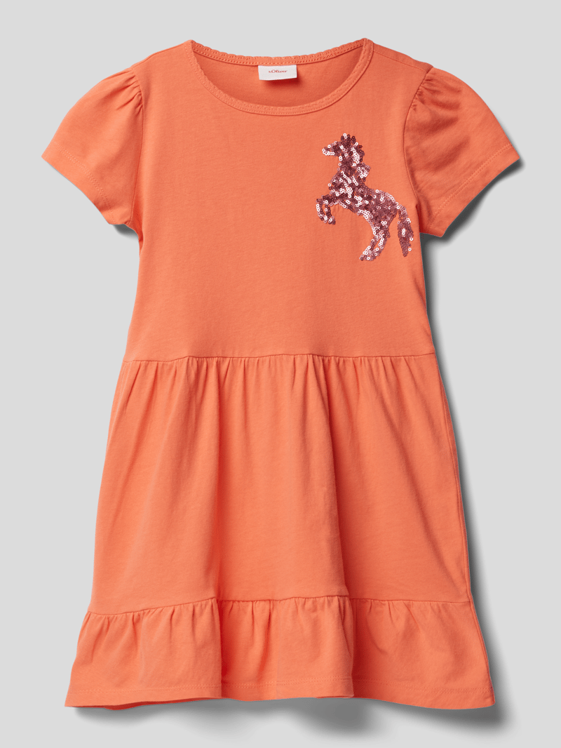Kleid mit Volantsaum in orange