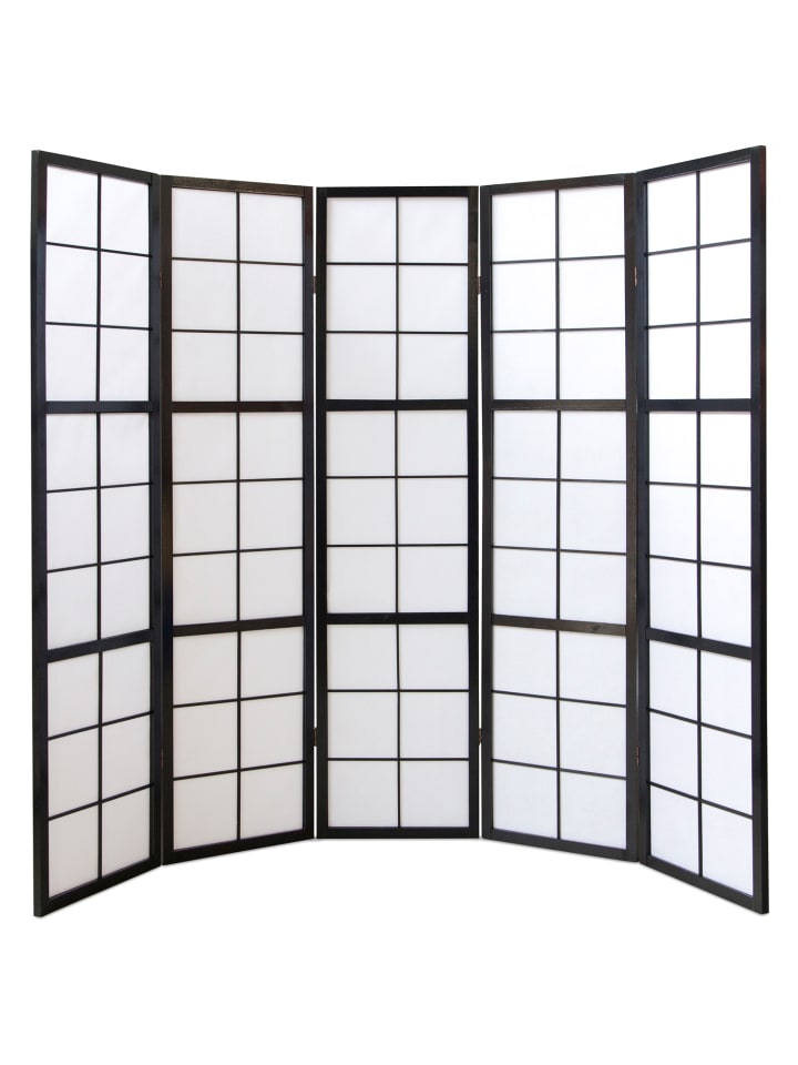 Homestyle4u 5-tlg. Paravent Shoji in Schwarz 220x175 günstig kaufen onesize