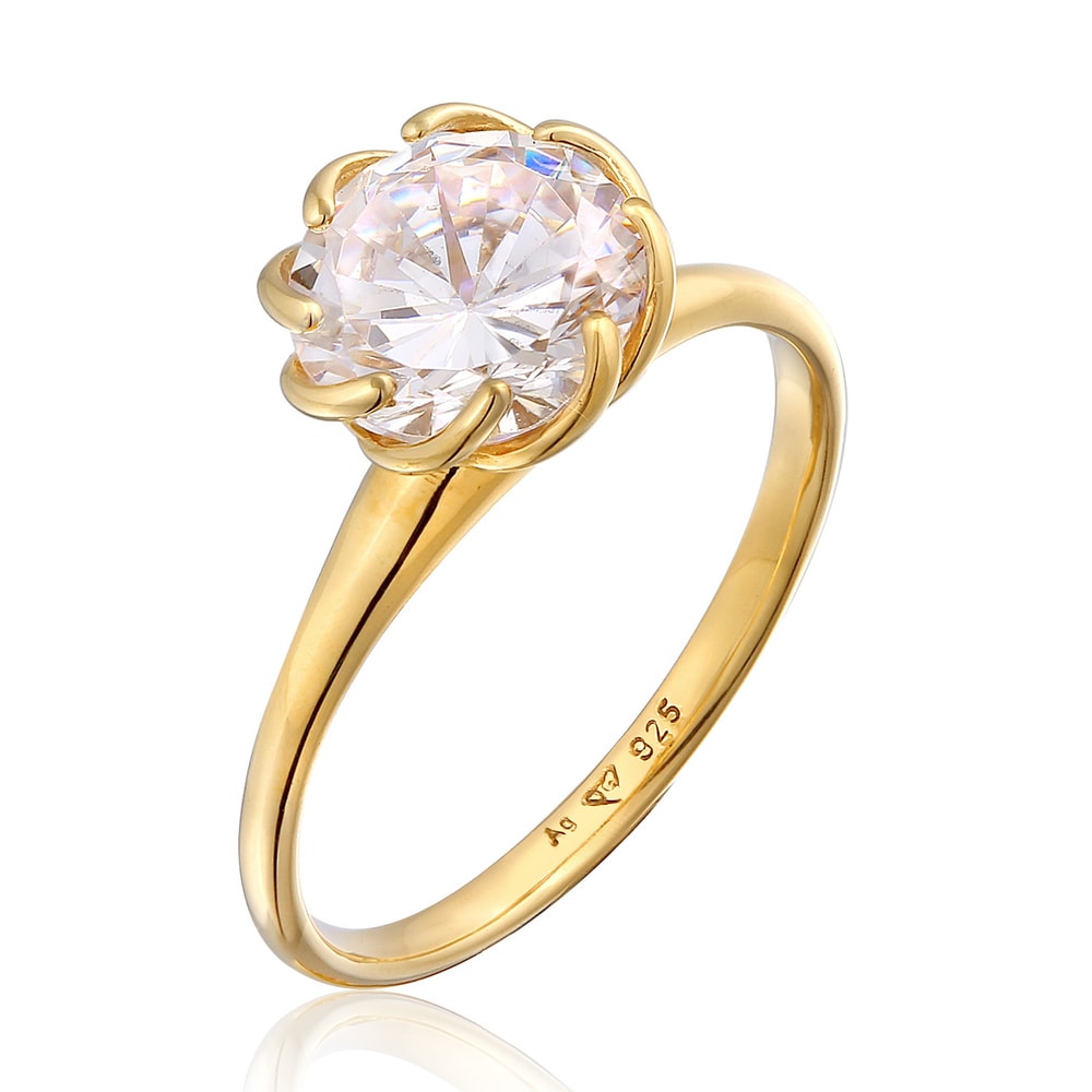 Elli Elli Bague Femmes Bague de fiançailles Solitaire Fleur avec Zirconia en argent st Bague