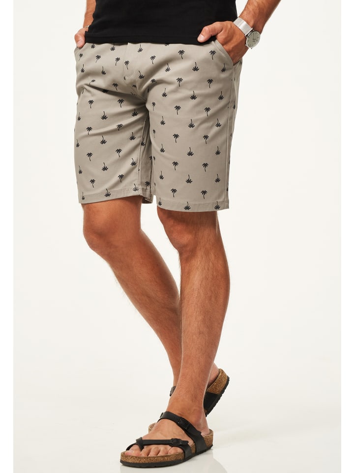 SOULSTAR Chinoshorts - für Herren mit Palmenmuster & Gürtel im Regular-Fit in Taupe günstig kaufen