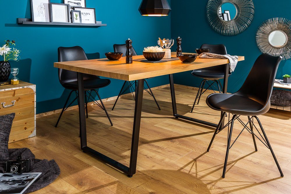 riess-ambiente Esstisch LOFT 160cm natur / schwarz (Einzelartikel, 1-St), Holzwerkstoff · Metall · Eichen-Optik · Industrial