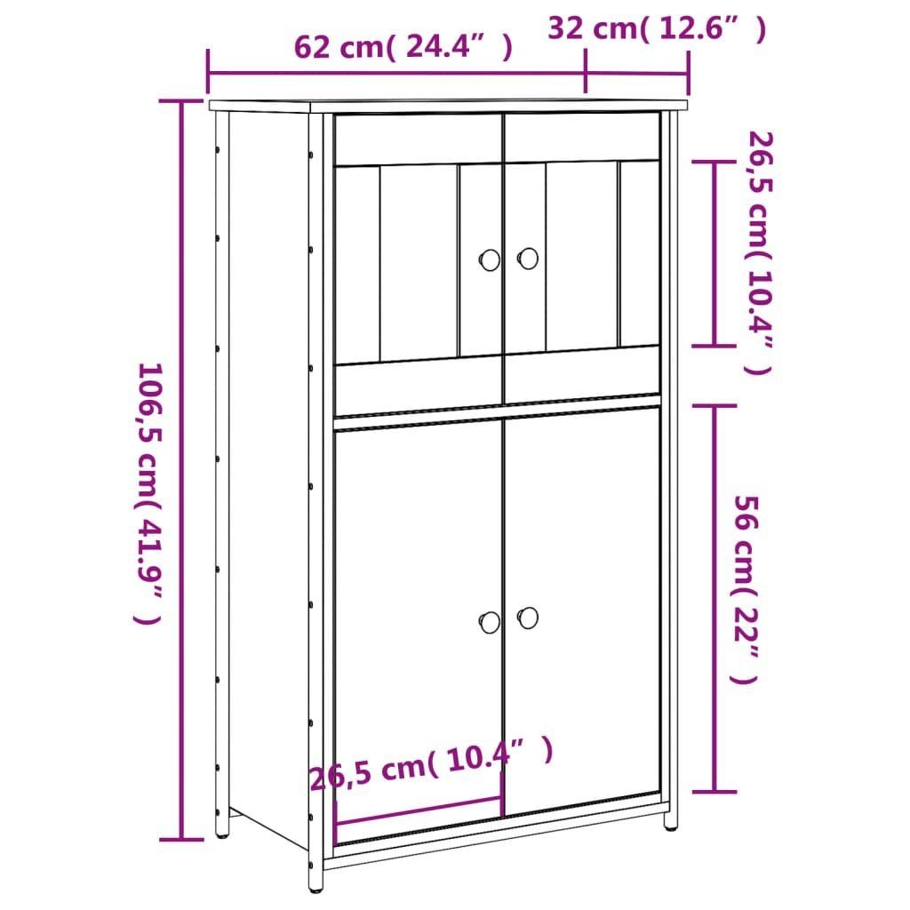 vidaXL Anrichte Highboard Schwarz 62x32x106,5 cm Holzwerkstoff Glas Vitrine