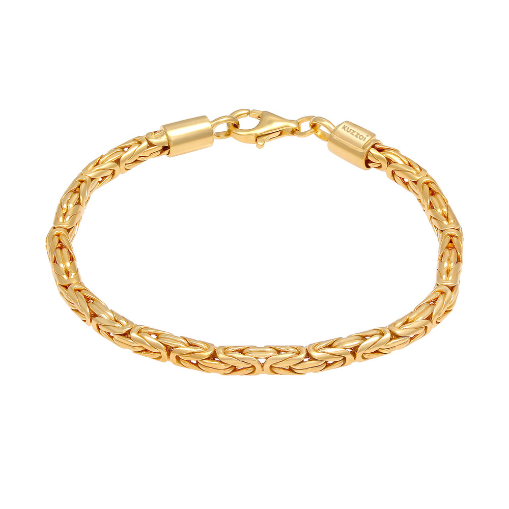 KUZZOI KUZZOI Bracelet Chaîne de base pour hommes en plaqué or 925 en argent sterling Bracelet