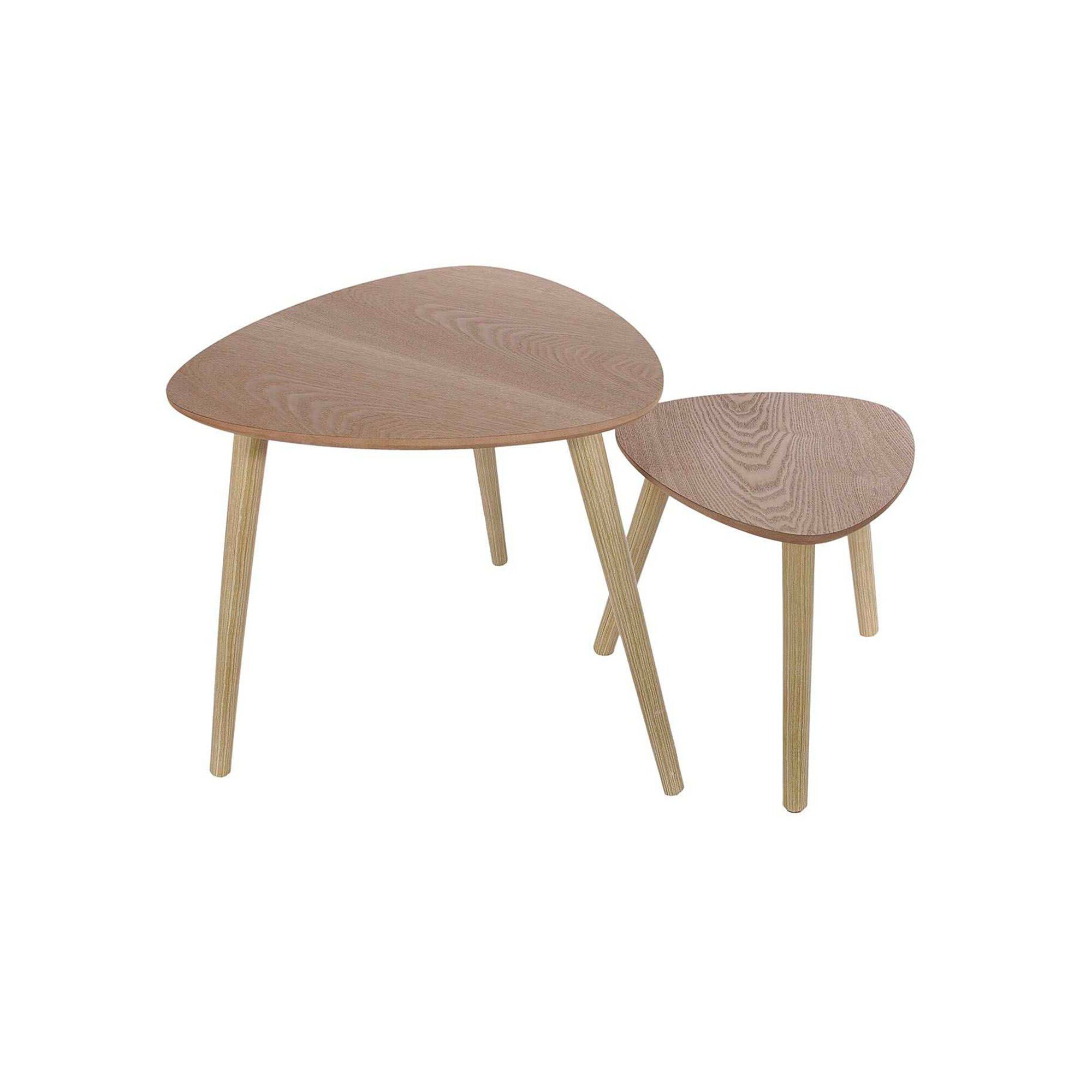 Tables gigognes en bois, plateau triangulaire