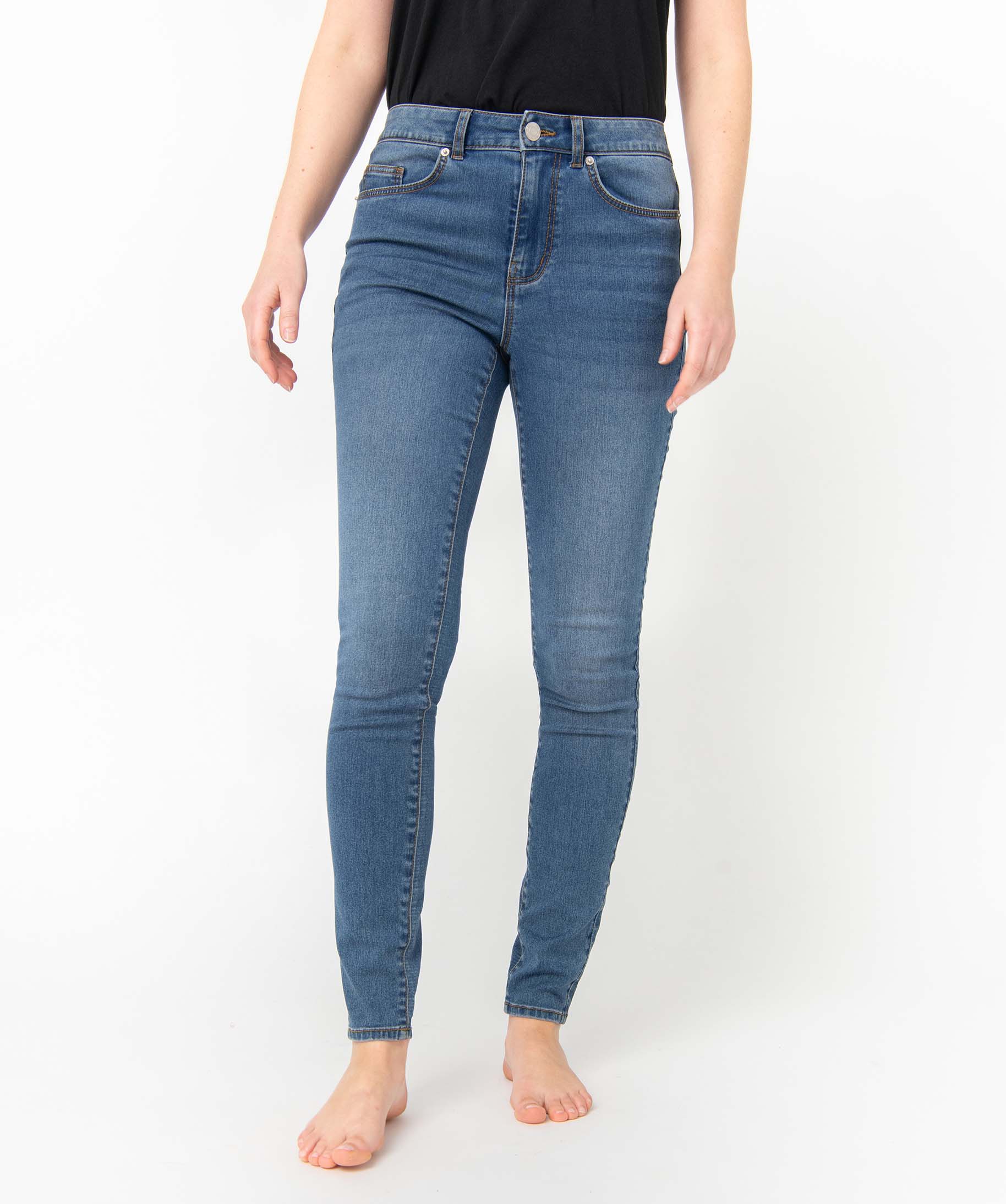 Jean femme coupe skinny taille haute brut | GEMO