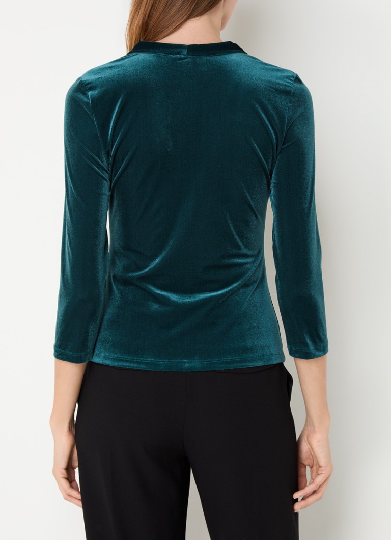 Hobbs Hattie velvet blouse with V-neck