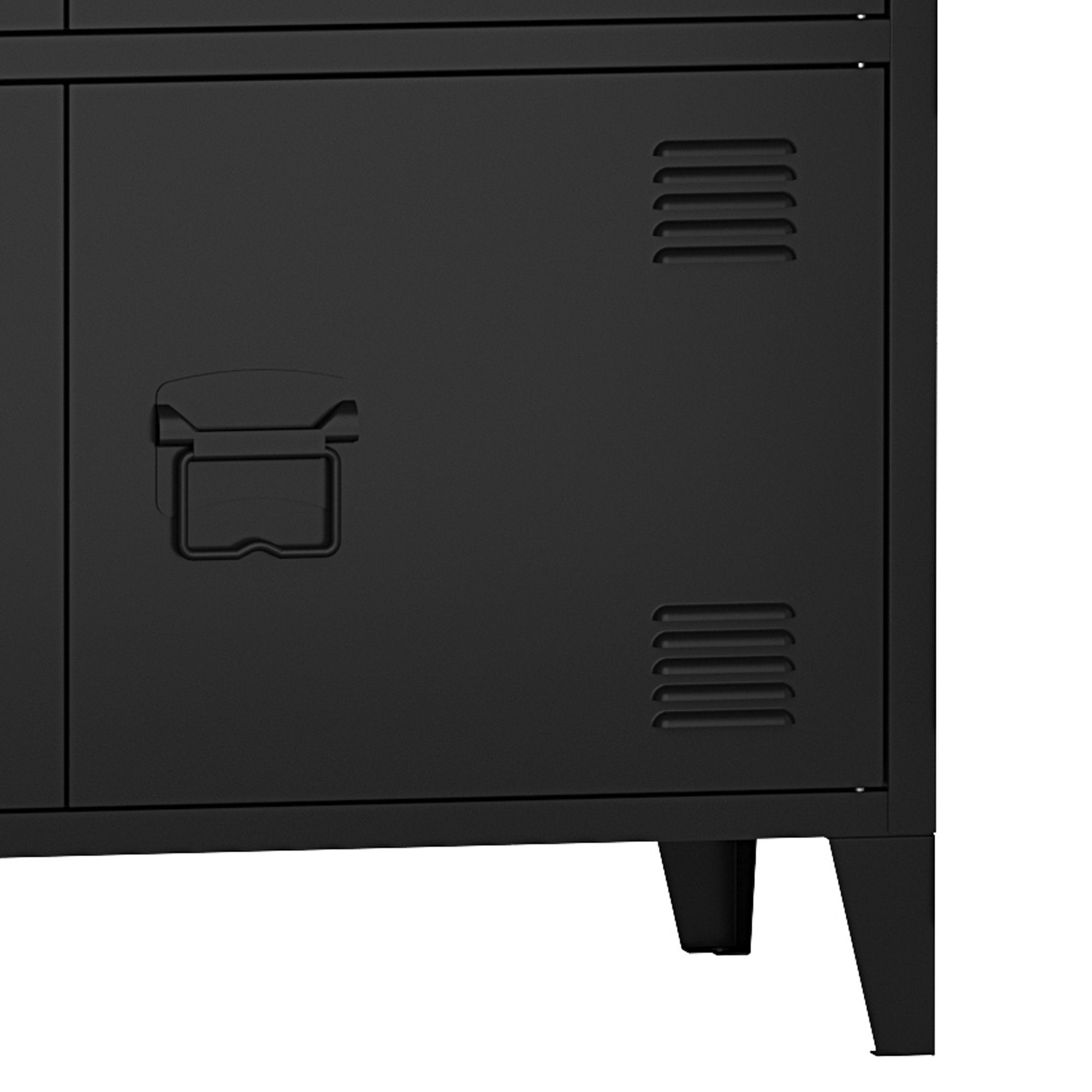 en.casa Mehrzweckschrank Hamina Büroschrank mit 6 Türen 80x140x113 cm Schwarz