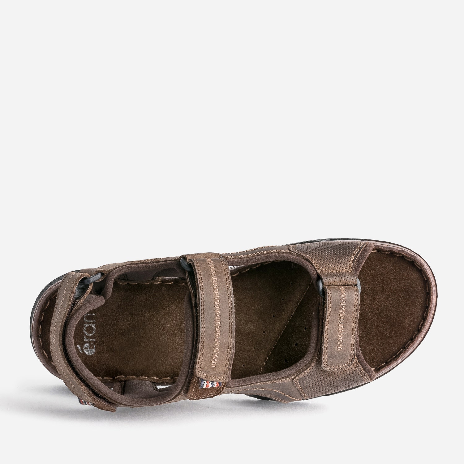 Sandale marron en cuir à scratchs