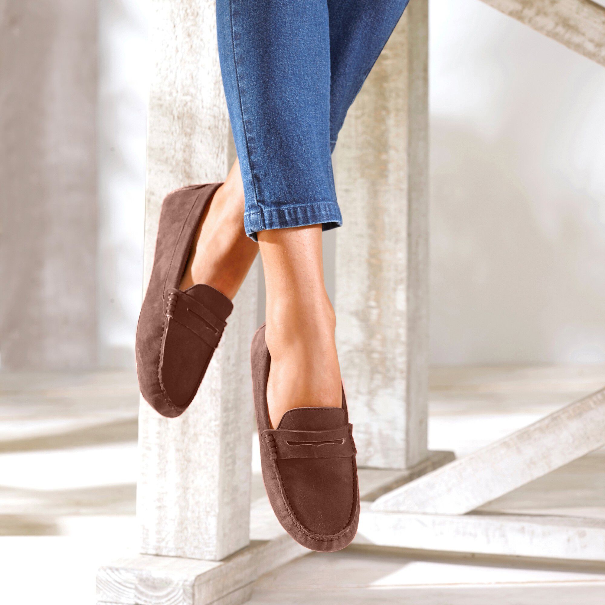 Mocassins en croûte de cuir