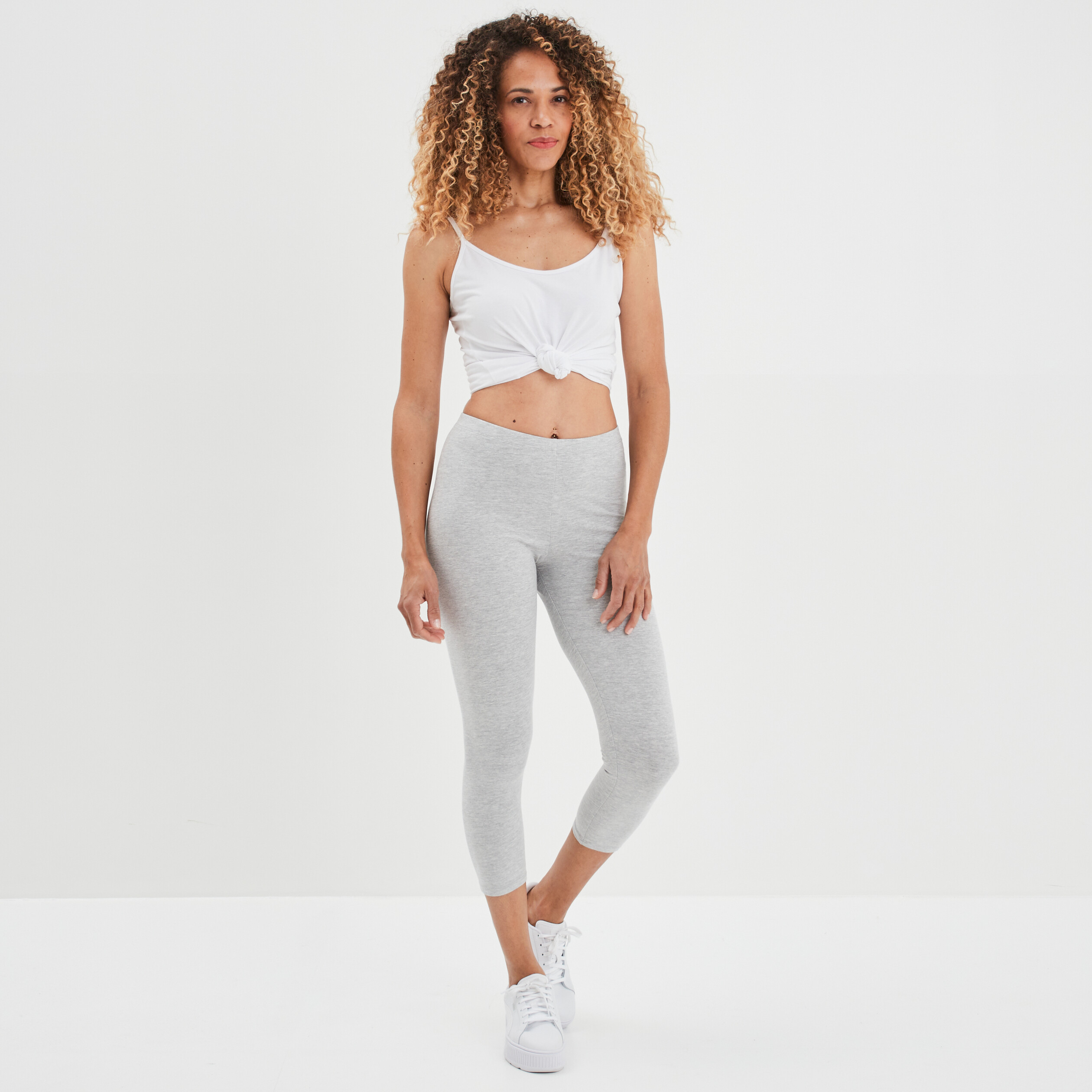 Legging 7 8ème taille élastiquée gris clair femme | La Halle
