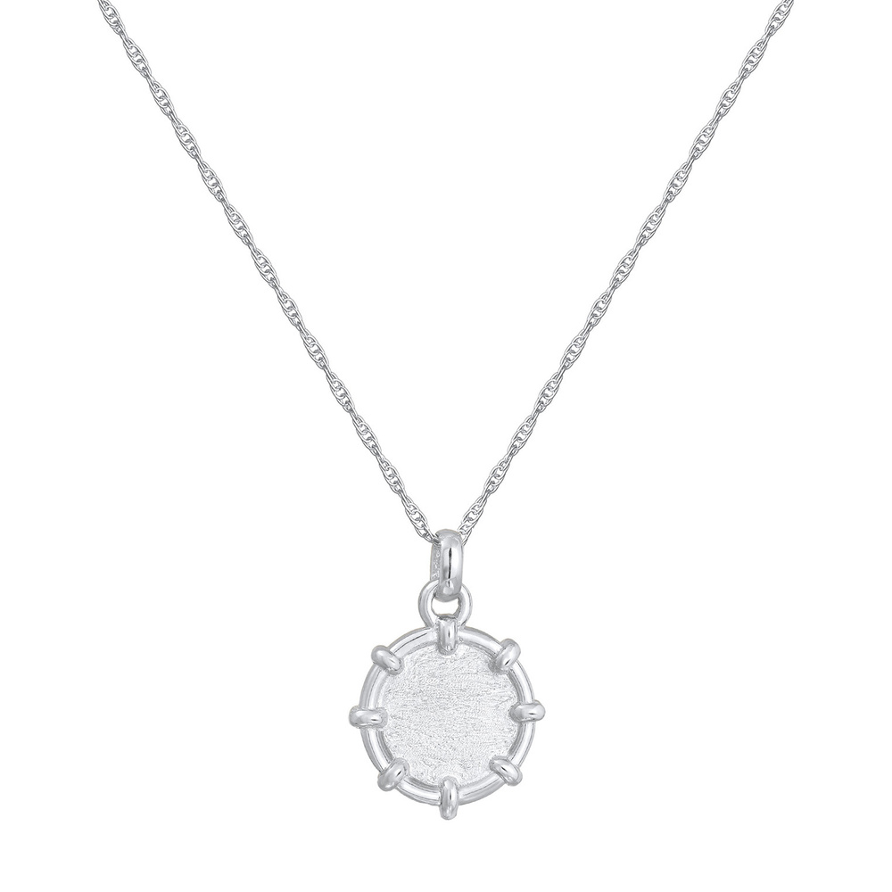 Elli Elli Collier Femme Pendentif Monnaie structuré en argent sterling 925 Bijoux