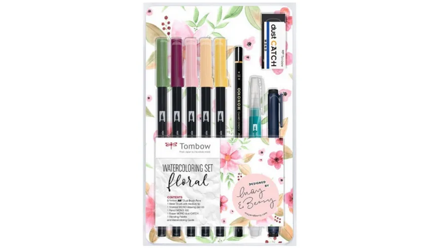 Tombow Watercoloring-Set Floral mit Wassertank-Pinsel