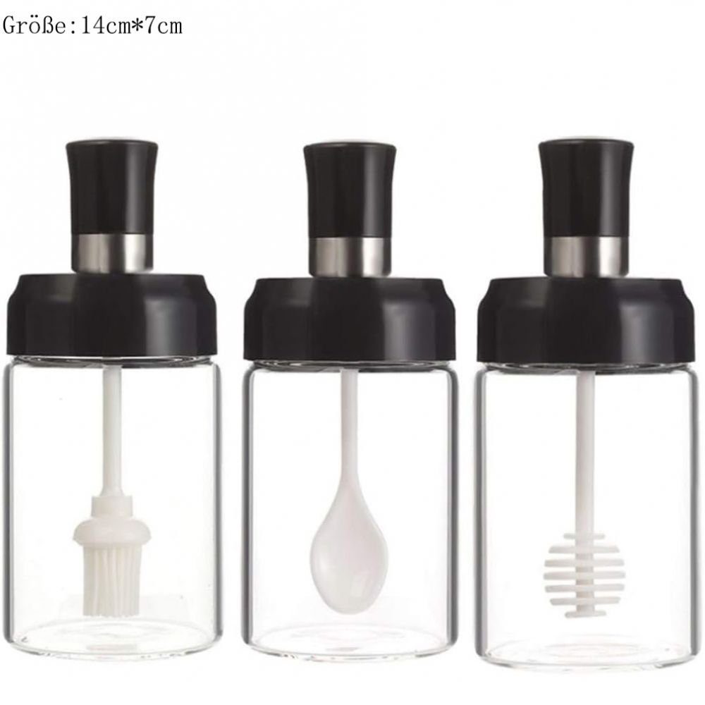 Bizaical Gewürzbehälter Gewürzflaschen-Set,3-teiliges Glas-Gewürzgläser mit Deckel und Löffel, (3-tlg)