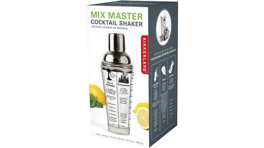 Kikkerland Cocktail Shaker Mix Master silber