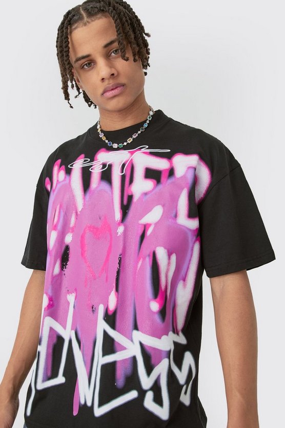 Oversize T-Shirt mit Grafitti-Print