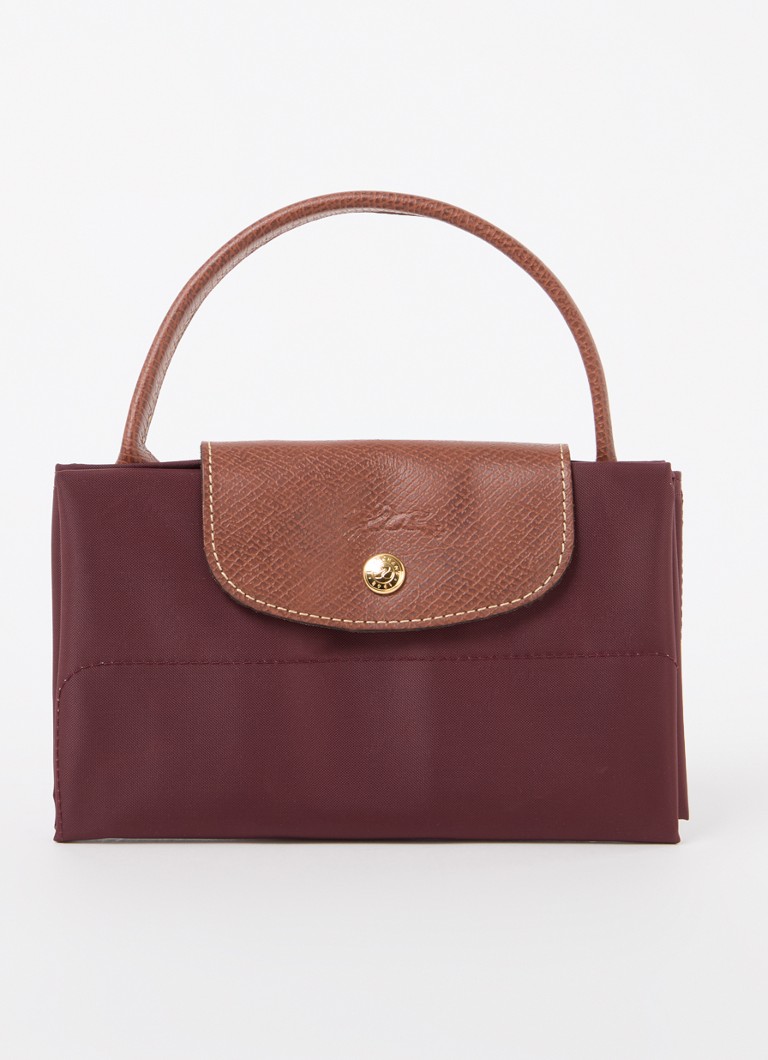 Geantă Longchamp Le Pliage Original, mărimea M, cu detalii din piele.