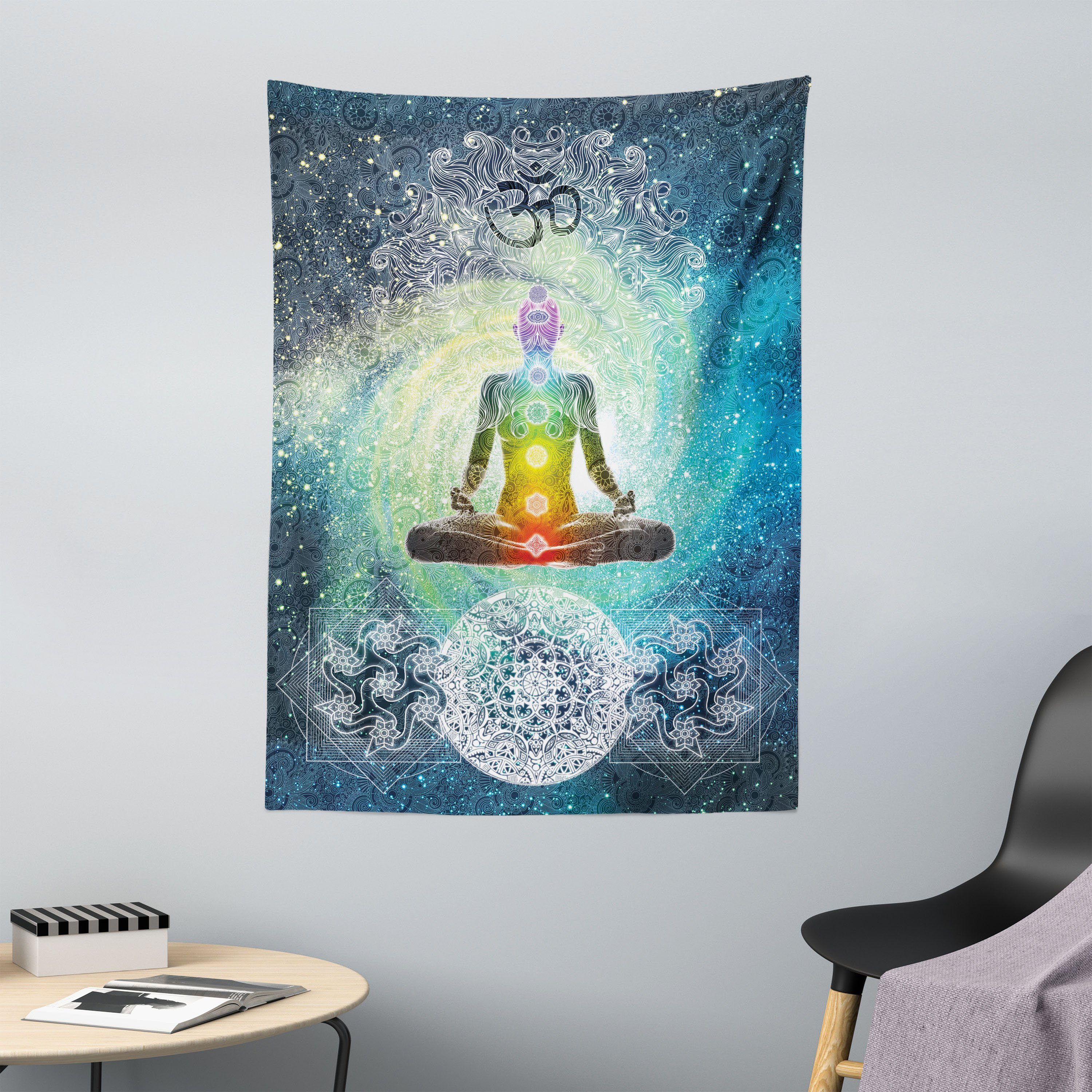 Wandteppich aus Weiches Mikrofaser Stoff Für das Wohn und Schlafzimmer, Abakuhaus, rechteckig, Yoga Mandala Zen Chakra Motiv