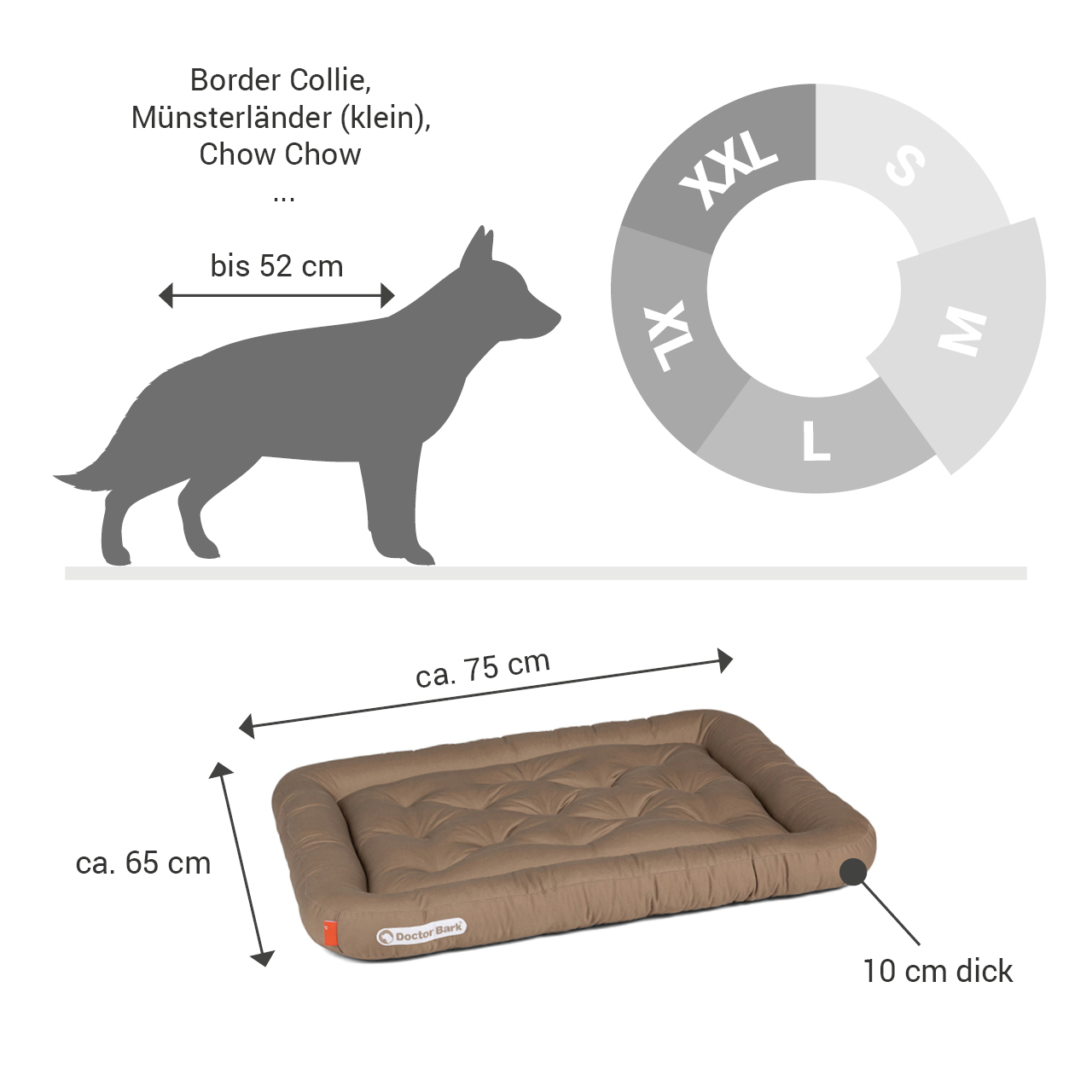 Doctor Bark Hundekissen Doctor Bark Lounge-Kissen sandbraun M