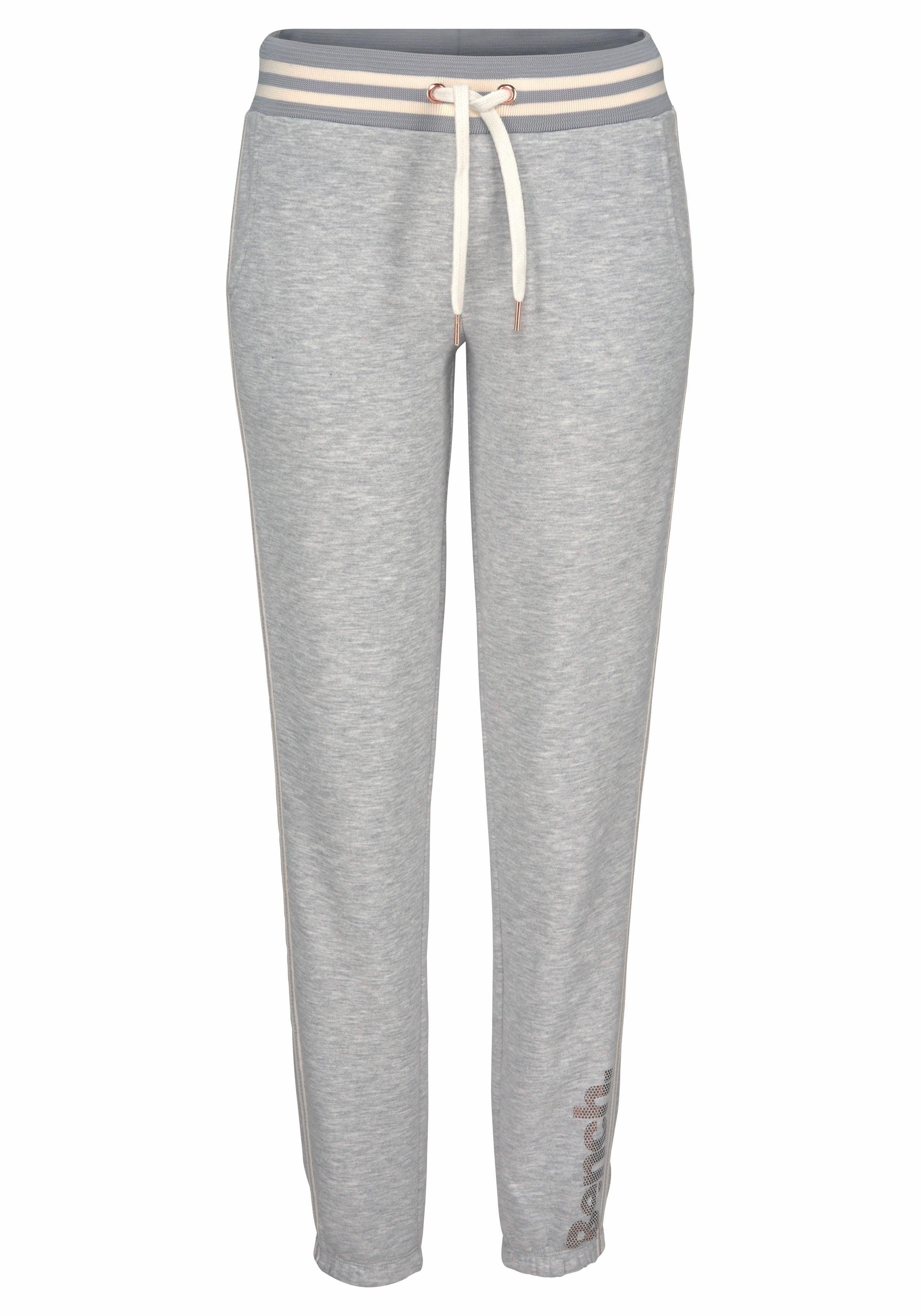 Bench. Relaxhose mit gestreiftem Bund und Glanzprint, Loungewear, Loungeanzug